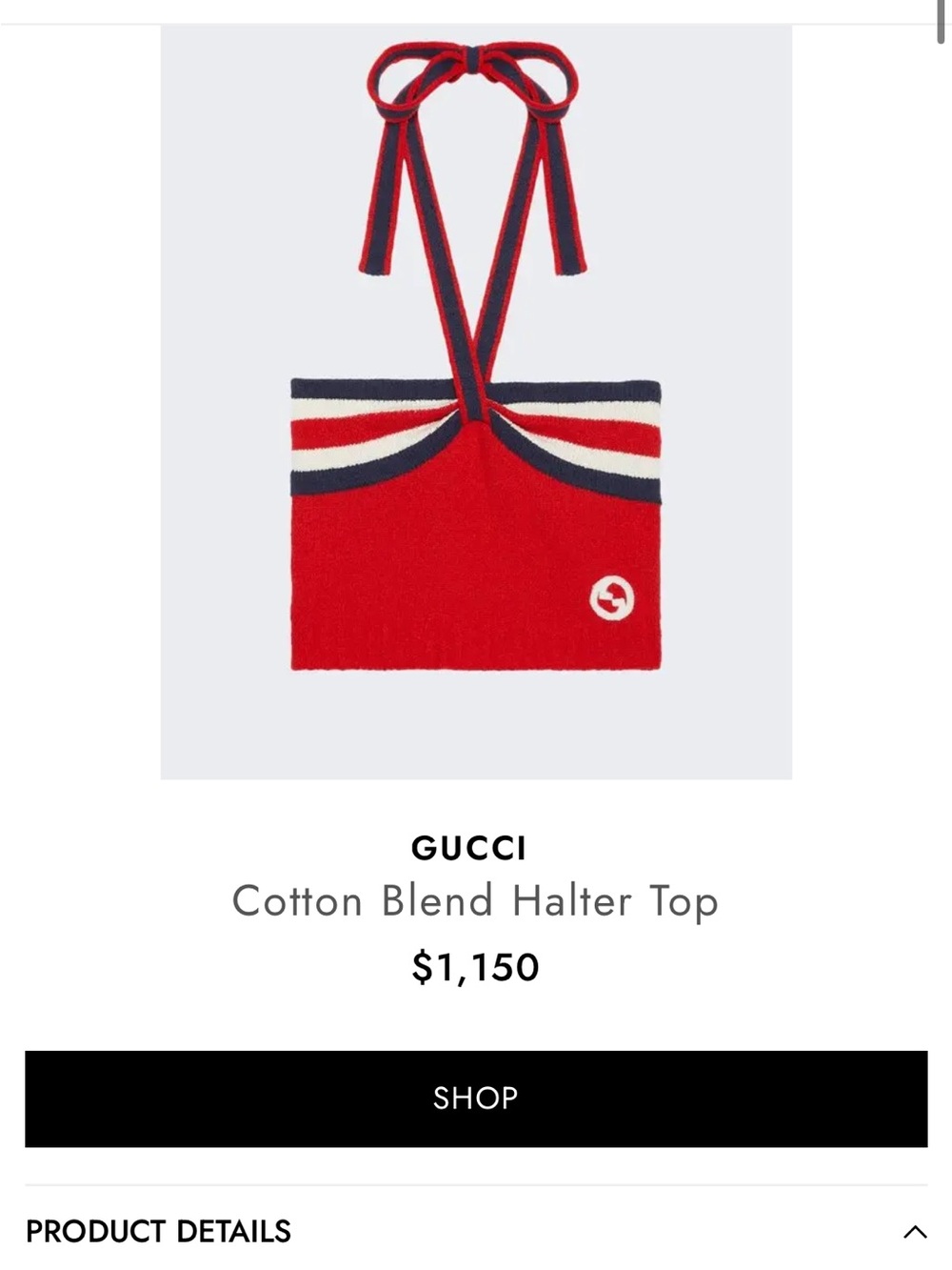 Gucci Red Navy White Halter Knit Crop Top - Picture 7 of 8